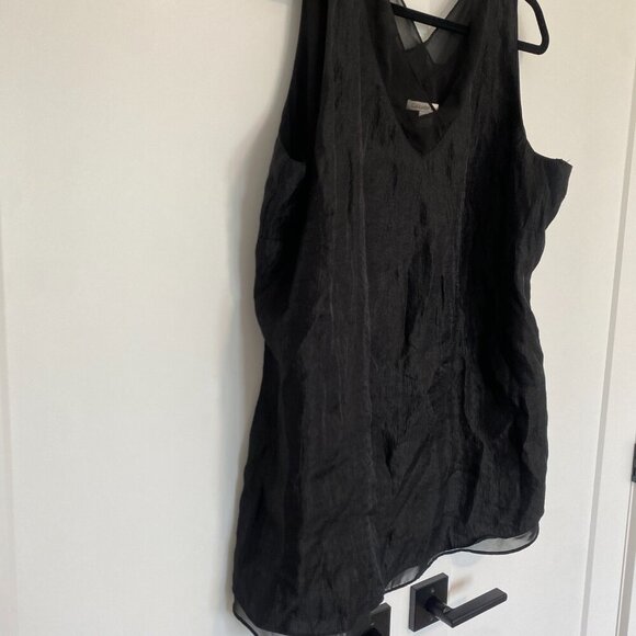 Coldwater Creek Sleeveless Black V-Neck Semi Sheer Tunic Blouse Top Plus Size 2X - Picture 3 of 7